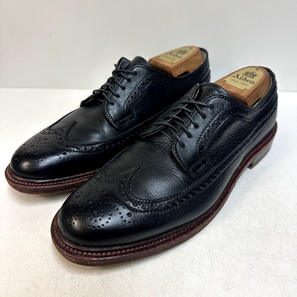 RARE Alden x Leather Soul 97647F Black Calf Longwing Flex Sole Made in USA 7.5 D